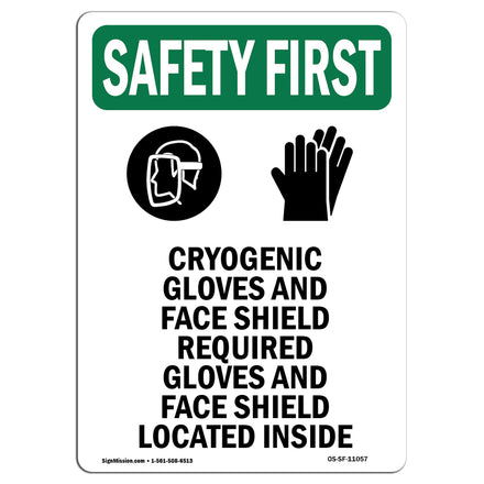 Cryogenic Gloves And Face Shield With Symbol