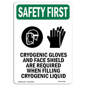 Cryogenic Gloves And Face Shield With Symbol