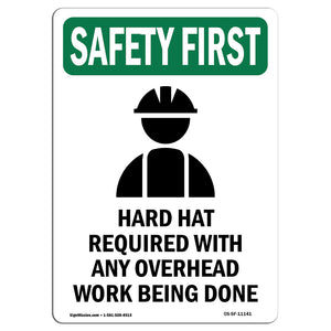 Hard Hat Required With Any Overhead With Symbol