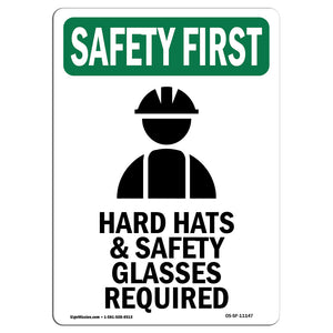 Hard Hats & Safety Glasses Required With Symbol