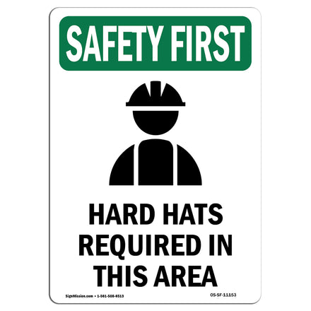 Hard Hats Required In This Area With Symbol