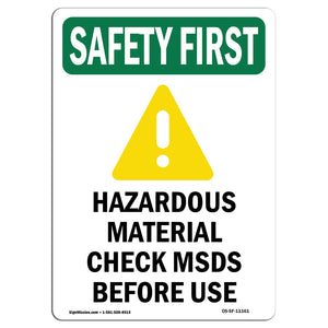 Hazardous Material Check MSDS Before