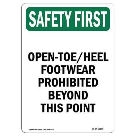 Open-Toe Heel Footwear Prohibited