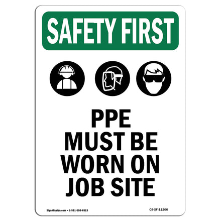 PPE Must Be Worn On Job Site With Symbol