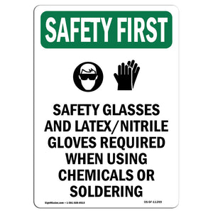 Safety Glasses And Latex Nitrile With Symbol