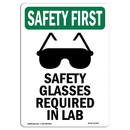 Safety Glasses Required In Lab With Symbol