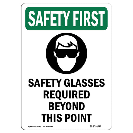 Safety Glasses Required Beyond With Symbol