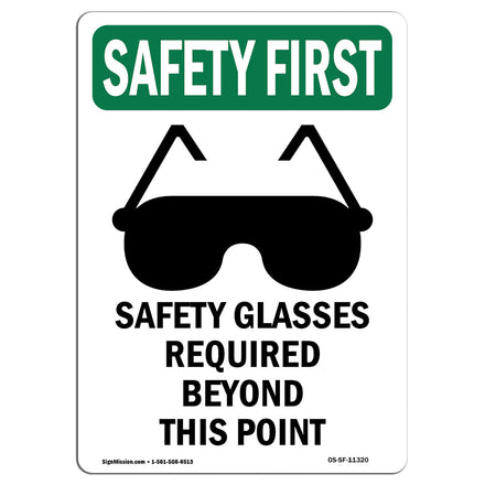 Safety Glasses Required Beyond With Symbol