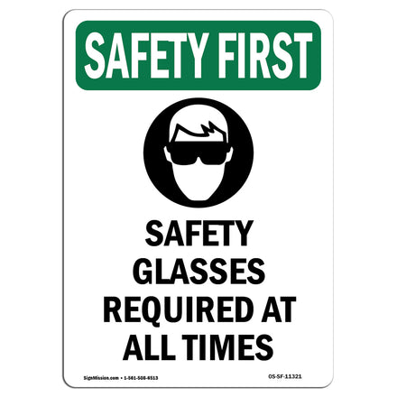 Safety Glasses Required At All Times With Symbol