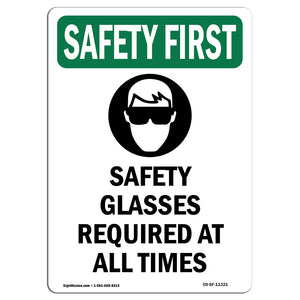 Safety Glasses Required At All Times With Symbol