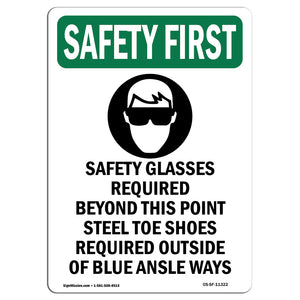 Safety Glasses Required Beyond With Symbol