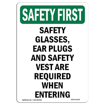 Safety Glasses, Ear Plugs And