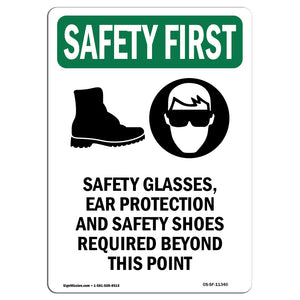 Safety Glasses, Ear Protection With Symbol