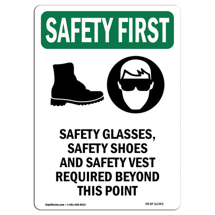 Safety Glasses, Safety Shoes With Symbol