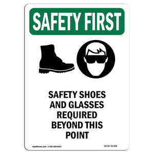 Safety Shoes And Glasses Required With Symbol