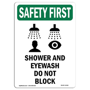 Shower And Eyewash Do Not Block With Symbol