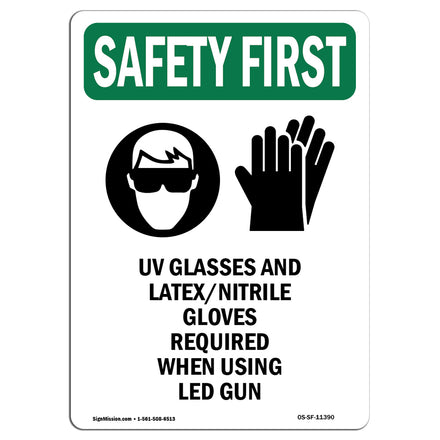 UV Glasses And Latex Nitrile With Symbol