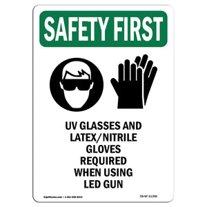 UV Glasses And Latex Nitrile With Symbol