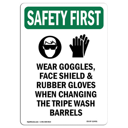 Wear Goggles, Face Shield & With Symbol