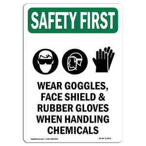 Wear Goggles, Face Shield & With Symbol