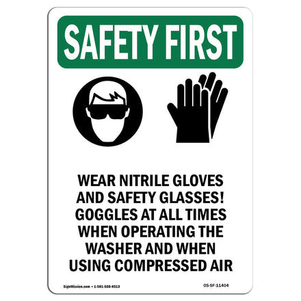 Wear Nitrile Gloves And Safety With Symbol