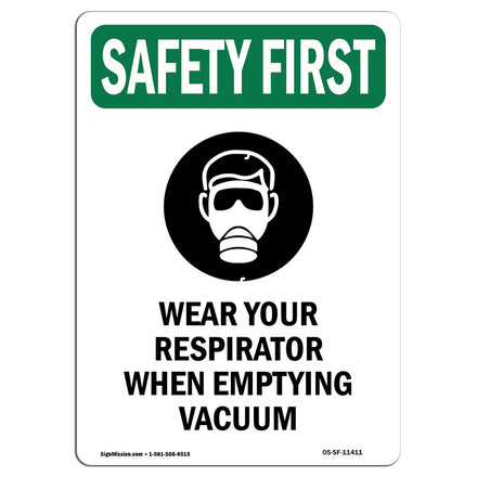 Wear Your Respirator When Emptying With Symbol