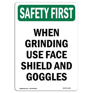 When Grinding Use Face Shield With Symbol