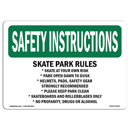 Skate Park Rules Skate At Your Own Risk