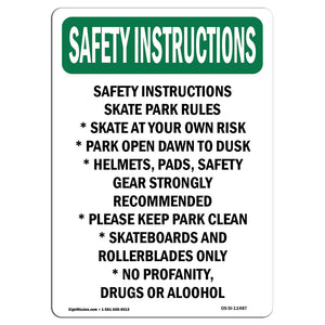 Skate Park Rules Skate At Your Own Risk