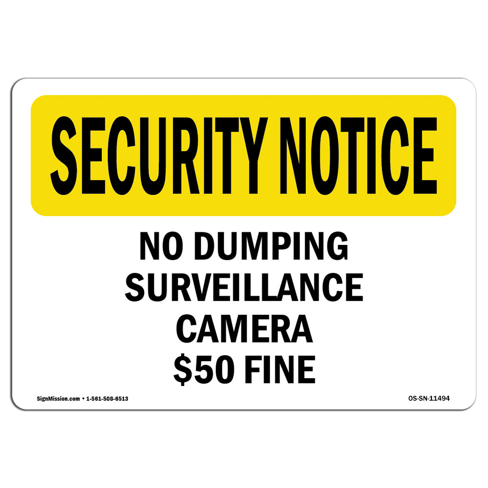 No Dumping Surveillance Camera $50 Fine