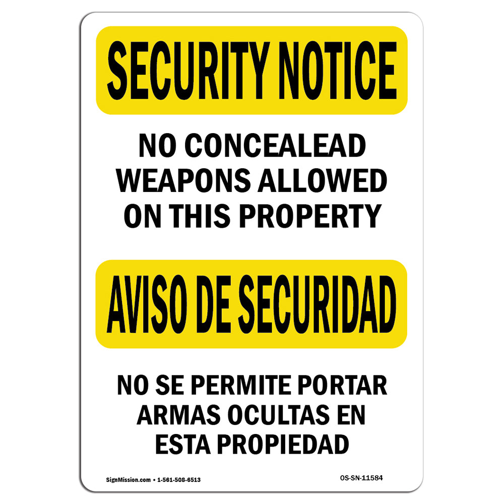 No Concealed Weapons On Property