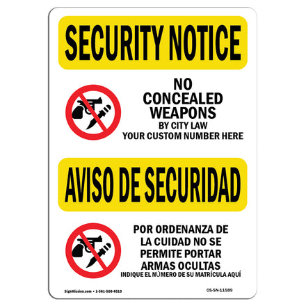 No Concealed Weapons Bilingual