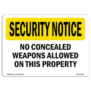 No Concealed Weapons On Property