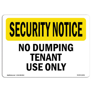 No Dumping Tenant Use Only