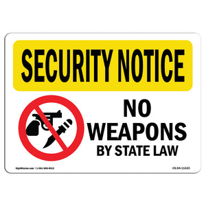 No Weapons By State Law Bilingual