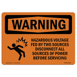 Hazardous Voltage Fed By Two With Symbol