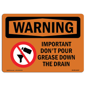 Important Don't Pour Grease With Symbol