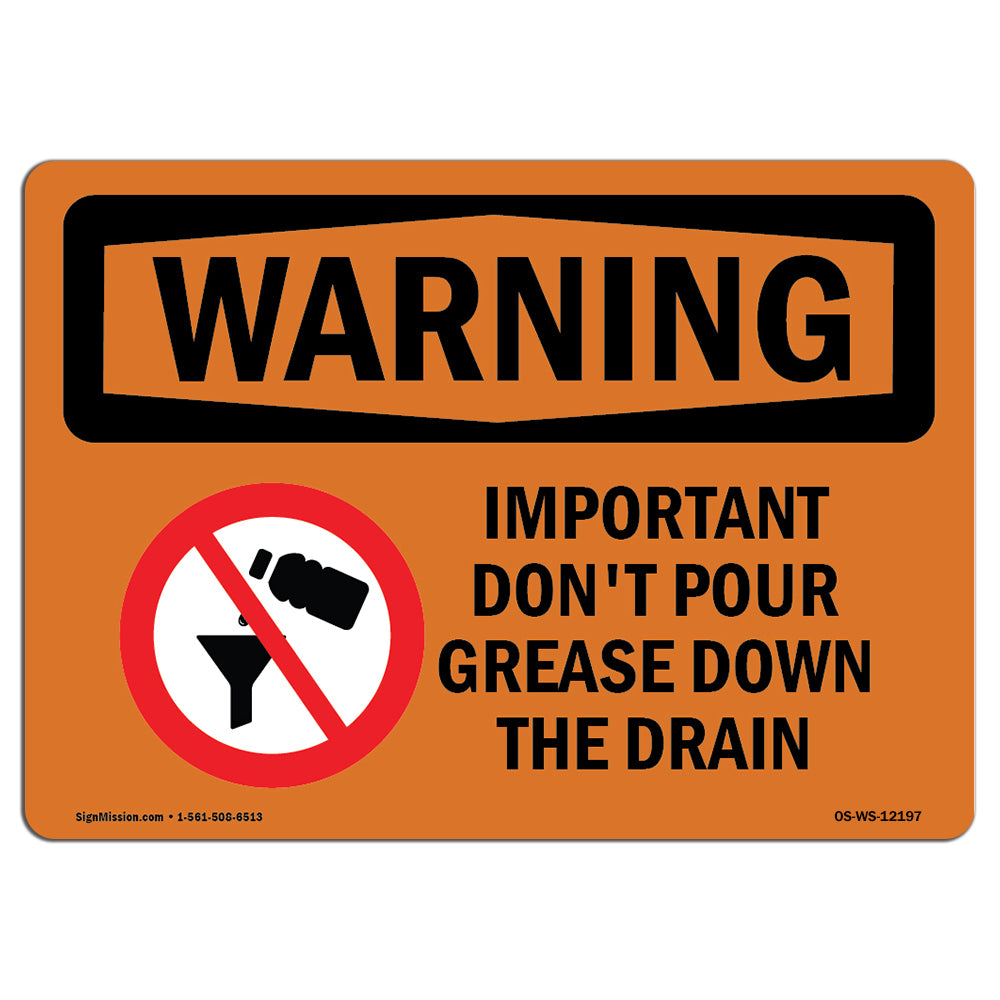 Important Don't Pour Grease With Symbol