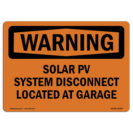 Solar PV System Disconnect Located At Garage