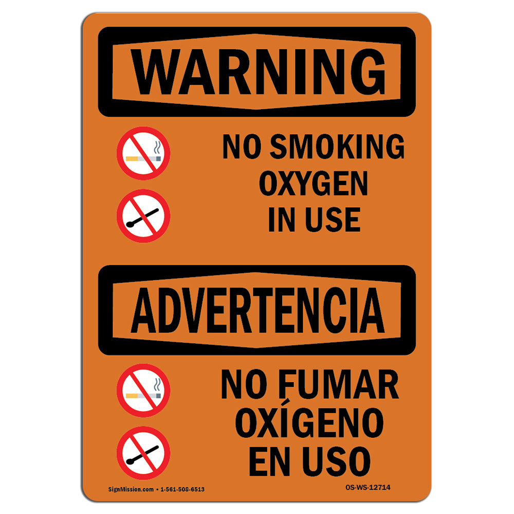 No Smoking Oxygen In Use Bilingual