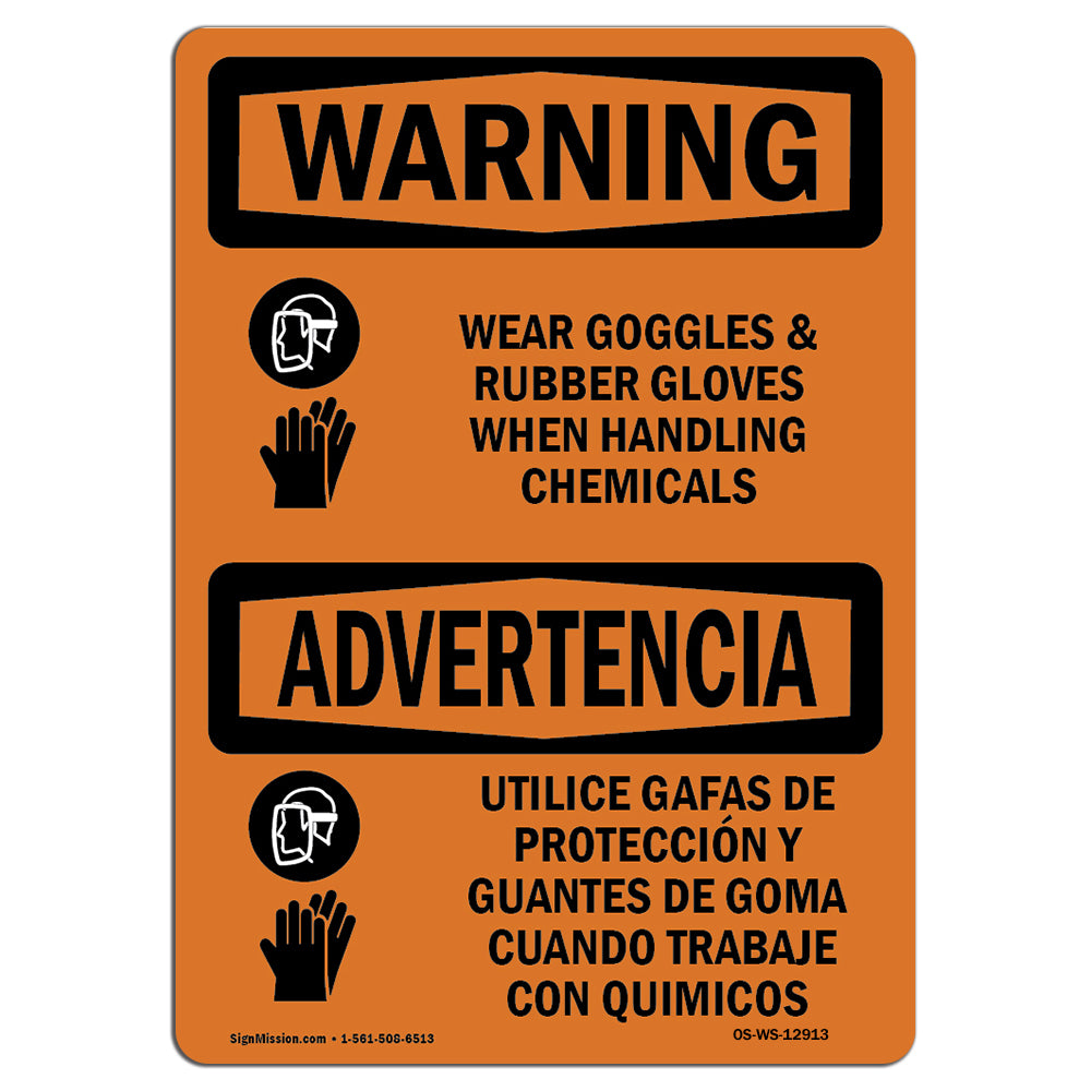 Wear Goggles And Rubber Gloves Bilingual