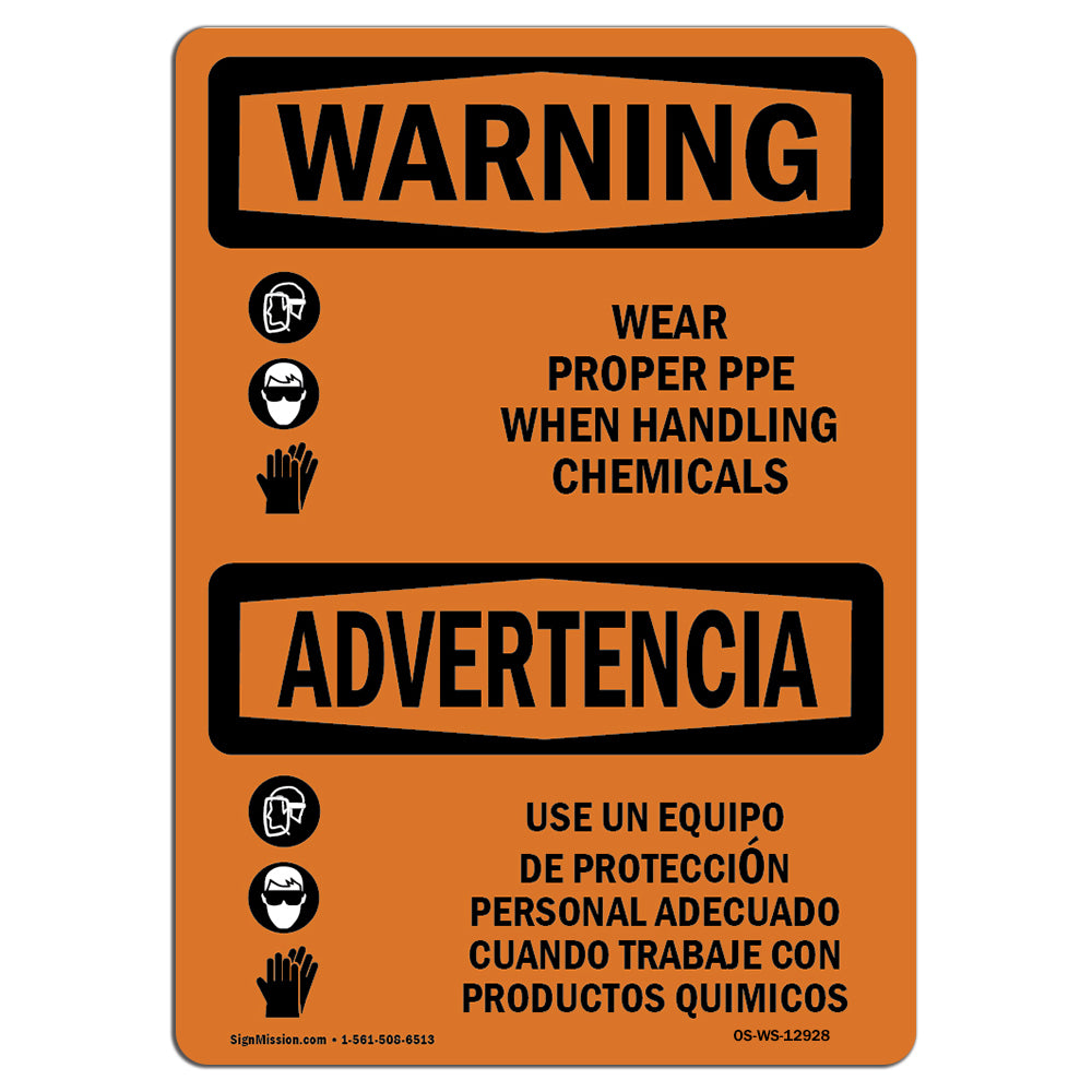 Wear Proper PPE Handling Chemicals OSHA Safety Metal Sign – SignMission