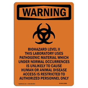 Biohazard Level II This Laboratory With Symbol