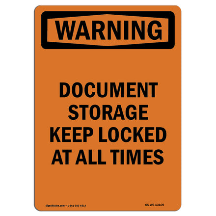 Document Storage Keep Locked At All Times