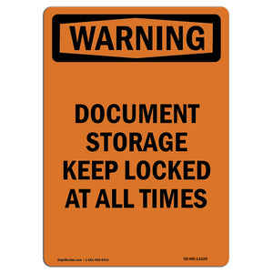 Document Storage Keep Locked At All Times