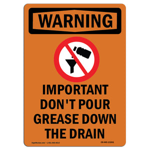 Important Don't Pour Grease With Symbol