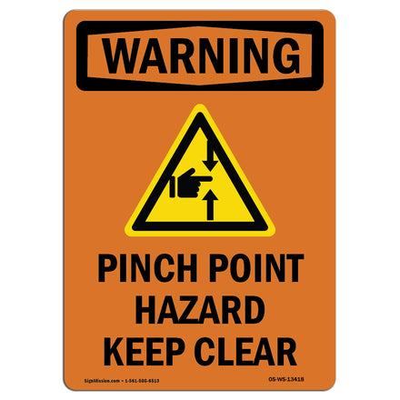 Pinch Point Hazard Keep Clear With Symbol