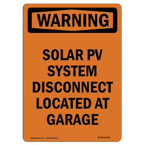 Solar PV System Disconnect Located At Garage
