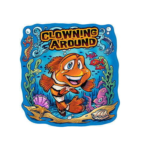 Clown Fishing Around Vinyl Decal Sticker