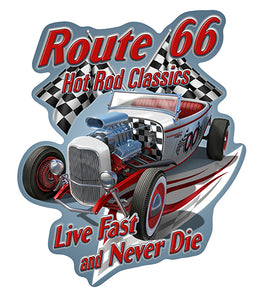 Route 66 Hot Rod Classic Live Fast And Never Die Vinyl Decal Sticker